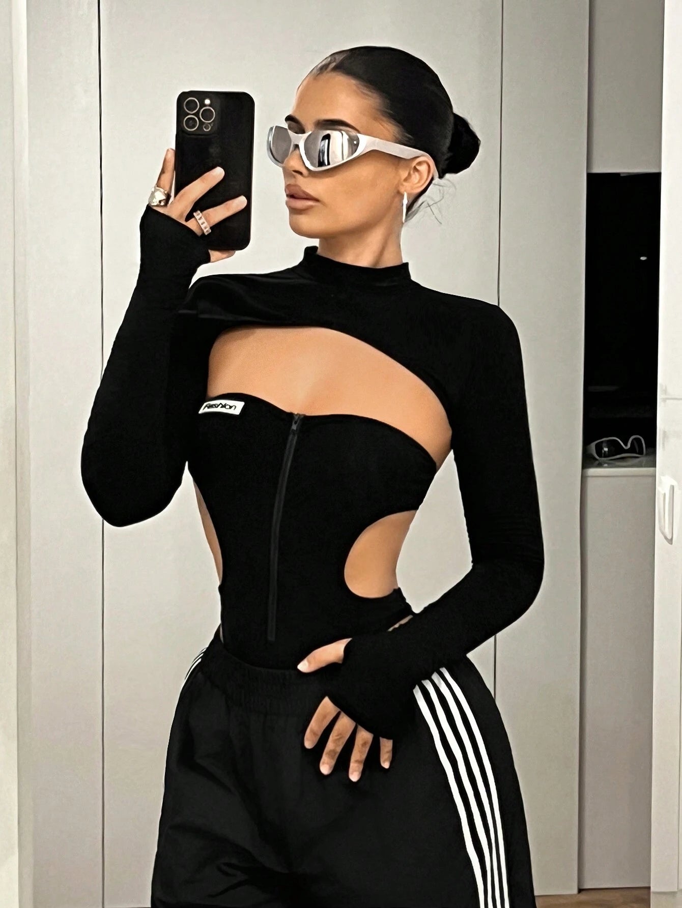 "EdgeCut™ Zip-Up Cutout Top – Bold, Sleek & Unapologetic"