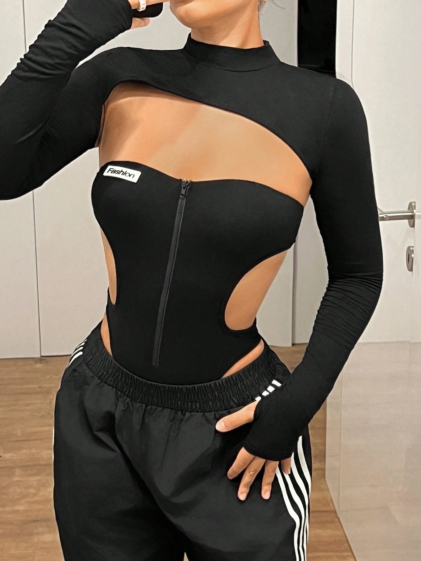 "EdgeCut™ Zip-Up Cutout Top – Bold, Sleek & Unapologetic"
