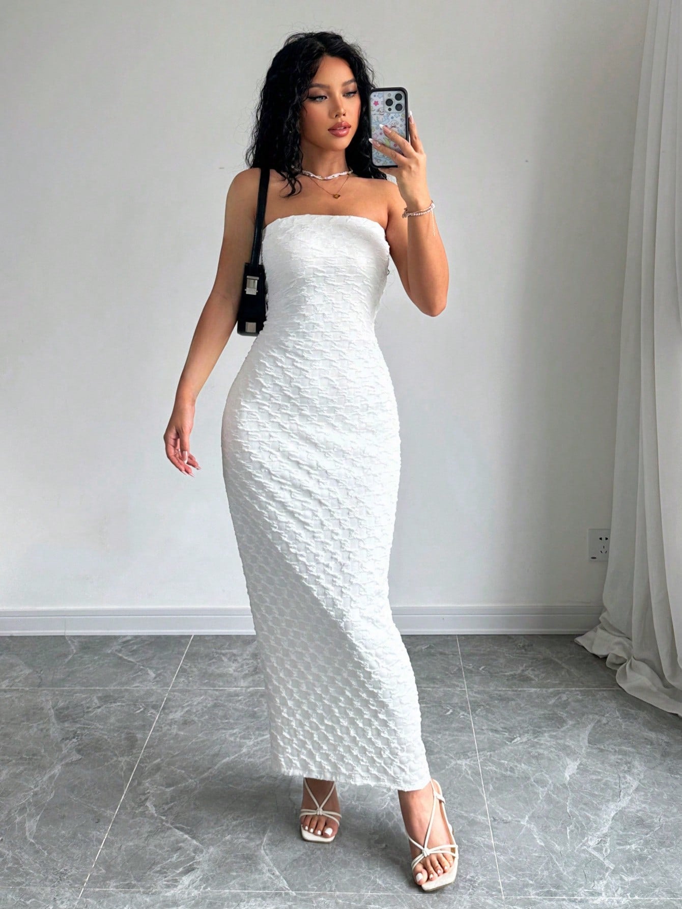 "Eleganza™ Strapless Textured Maxi Dress – Classy. Chic. Captivating."