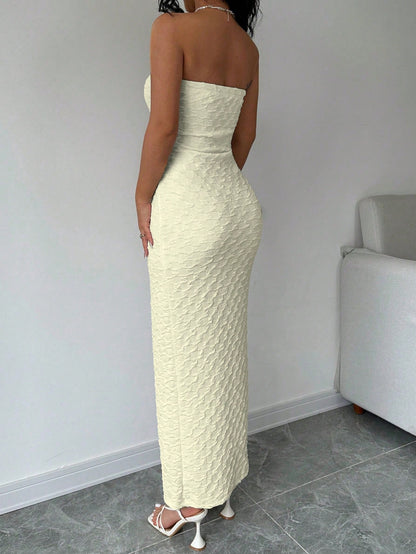 "Eleganza™ Strapless Textured Maxi Dress – Classy. Chic. Captivating."