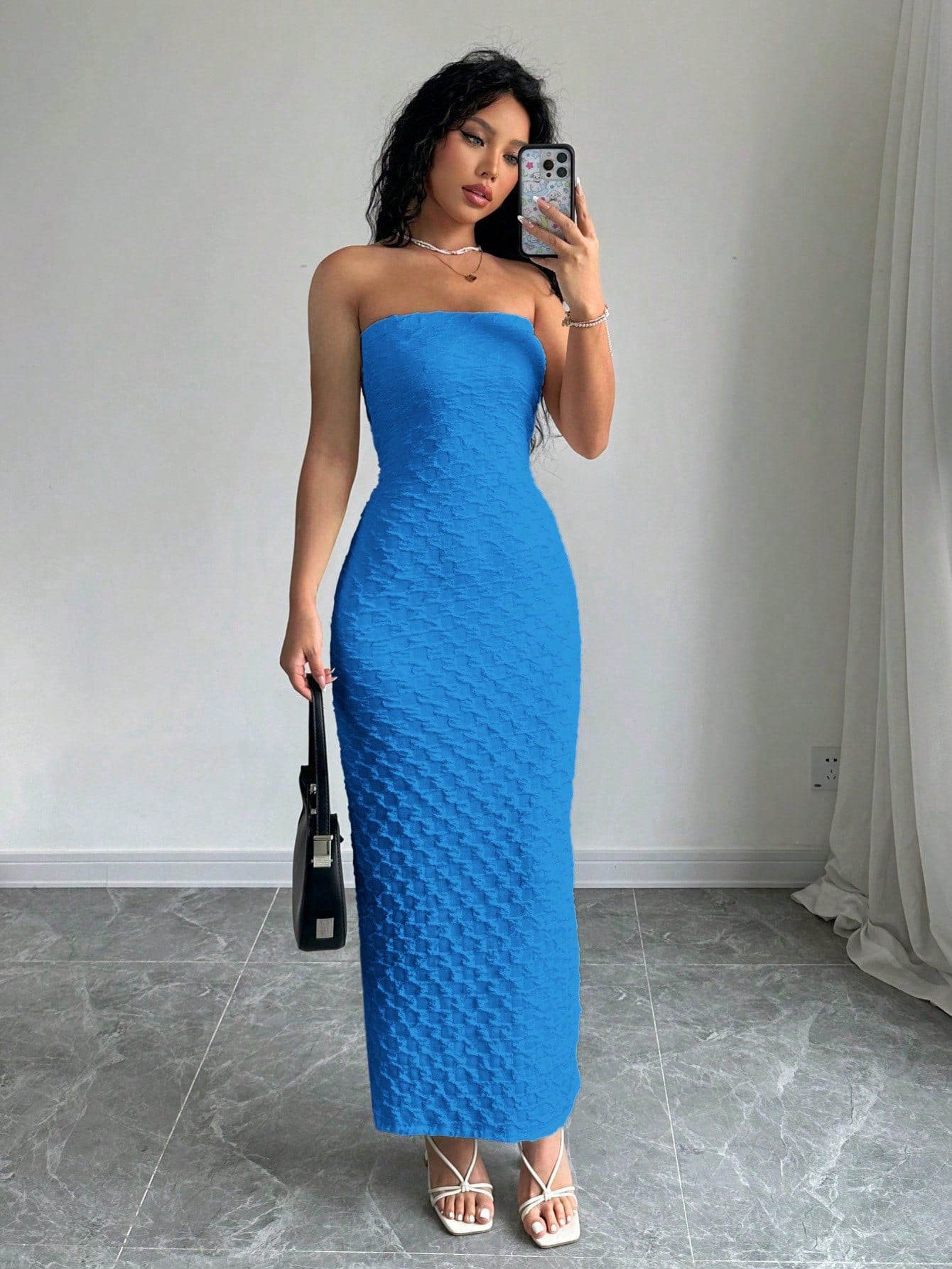 "Eleganza™ Strapless Textured Maxi Dress – Classy. Chic. Captivating."